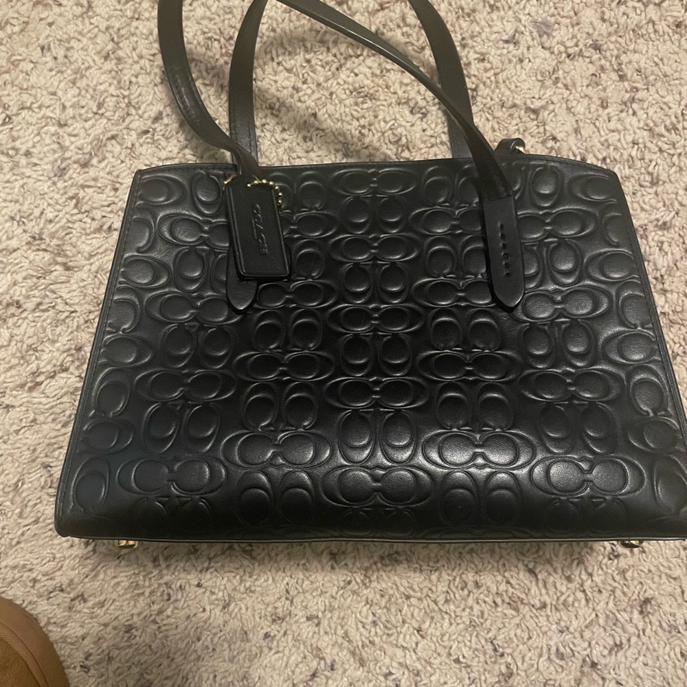 Coach Black Embossed Leather Shoulder Bag